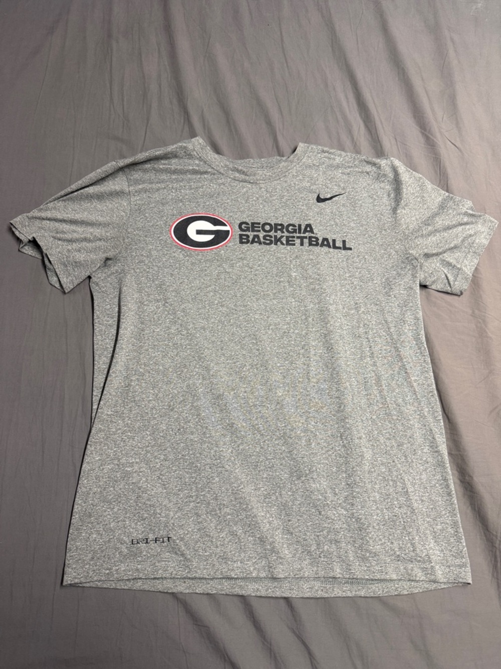 Nike Grey Georgia Basketball Tee with Black & Red Logo